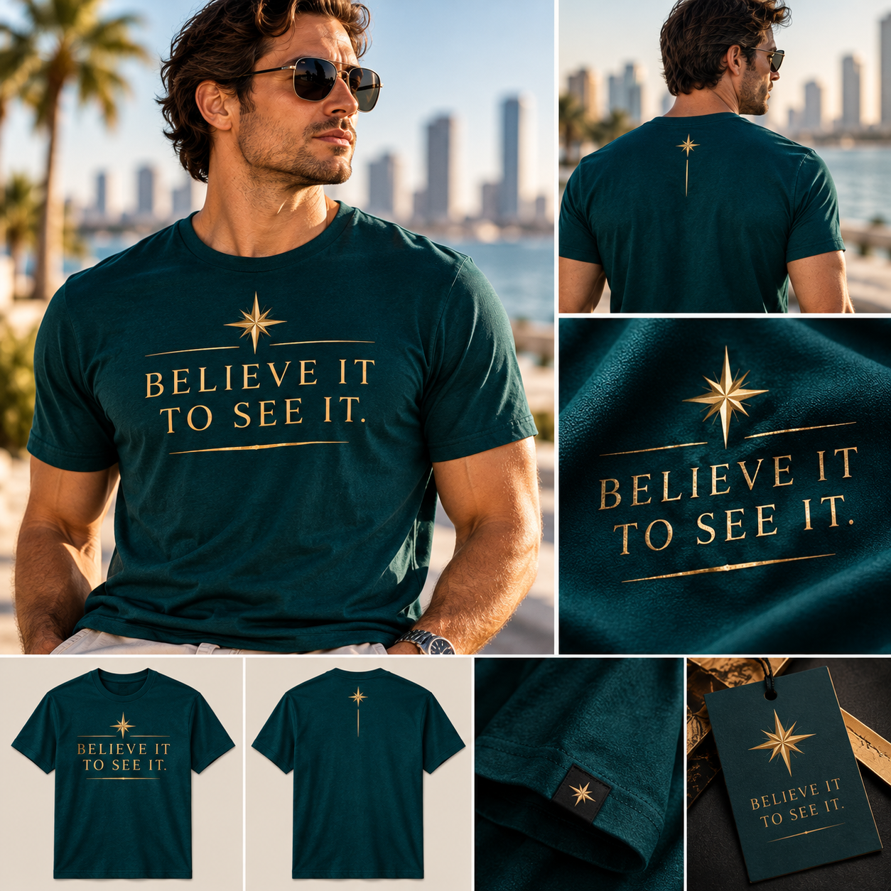 Dream Create Heal Believe Tee — Deep Teal