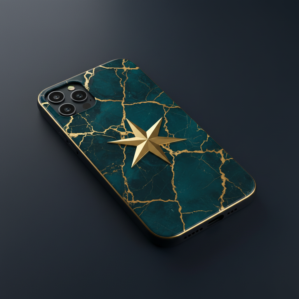 The Star Marble Case — Teal Marble